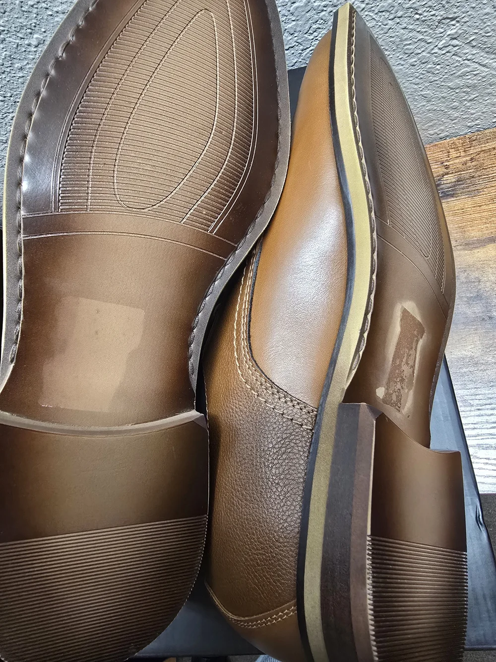 Zane Men's Tan & Brown Leather Derby Shoes Men Size 12